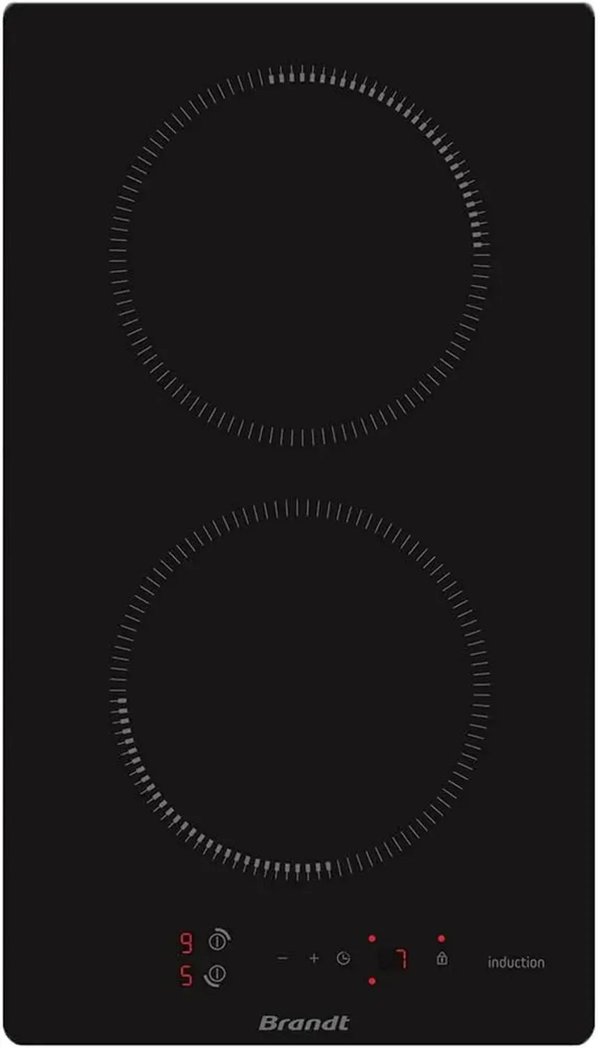 Brandt - Plaque à Induction 2 Zones - 3600W - Noir - Minuterie - Encastrable 27x49cm