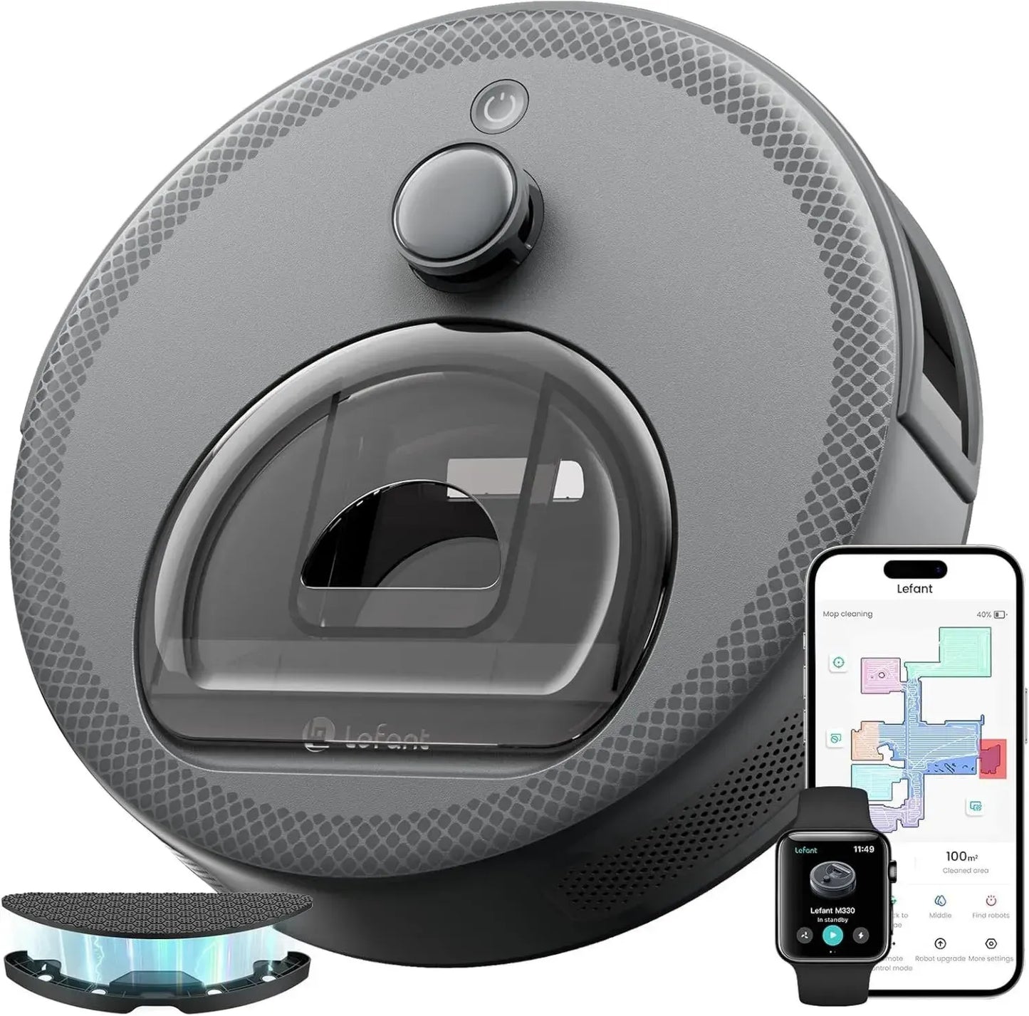 Aspirateur Robot Lefant M330 3-en-1 avec Puissance 5000Pa, Navigation dToF, Cartographie Intelligente et Connectivité Alexa