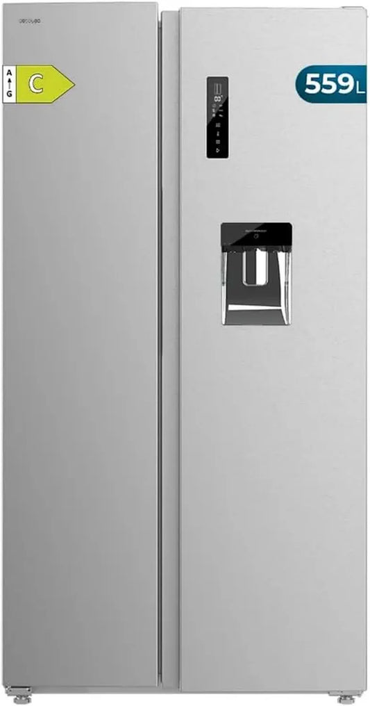 Réfrigérateur Américain 559L Inox avec Distributeur d'Eau, Basse Consommation