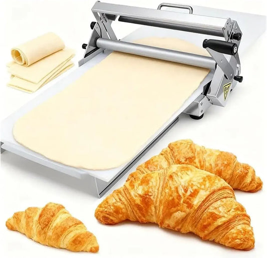Machine à pâte manuelle pliable - Épaisseur réglable 12'/15,5' pour pizzas, croissants et pâtisseries